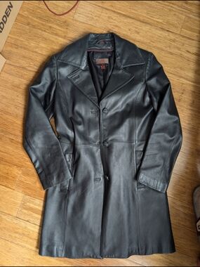 Danier Black Leather Trench Coat